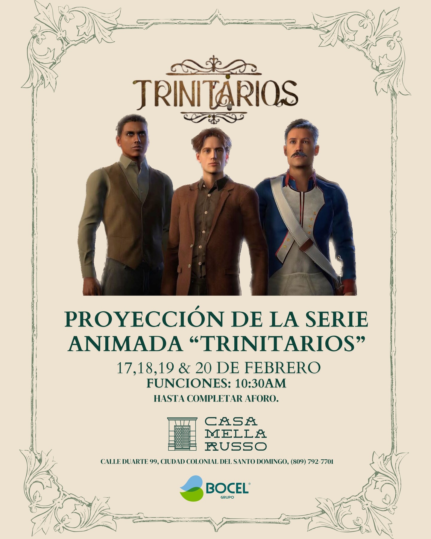 Proyección de la serie animada “Trinitarios” (primera serie animada e histórica de la República Dominicana).