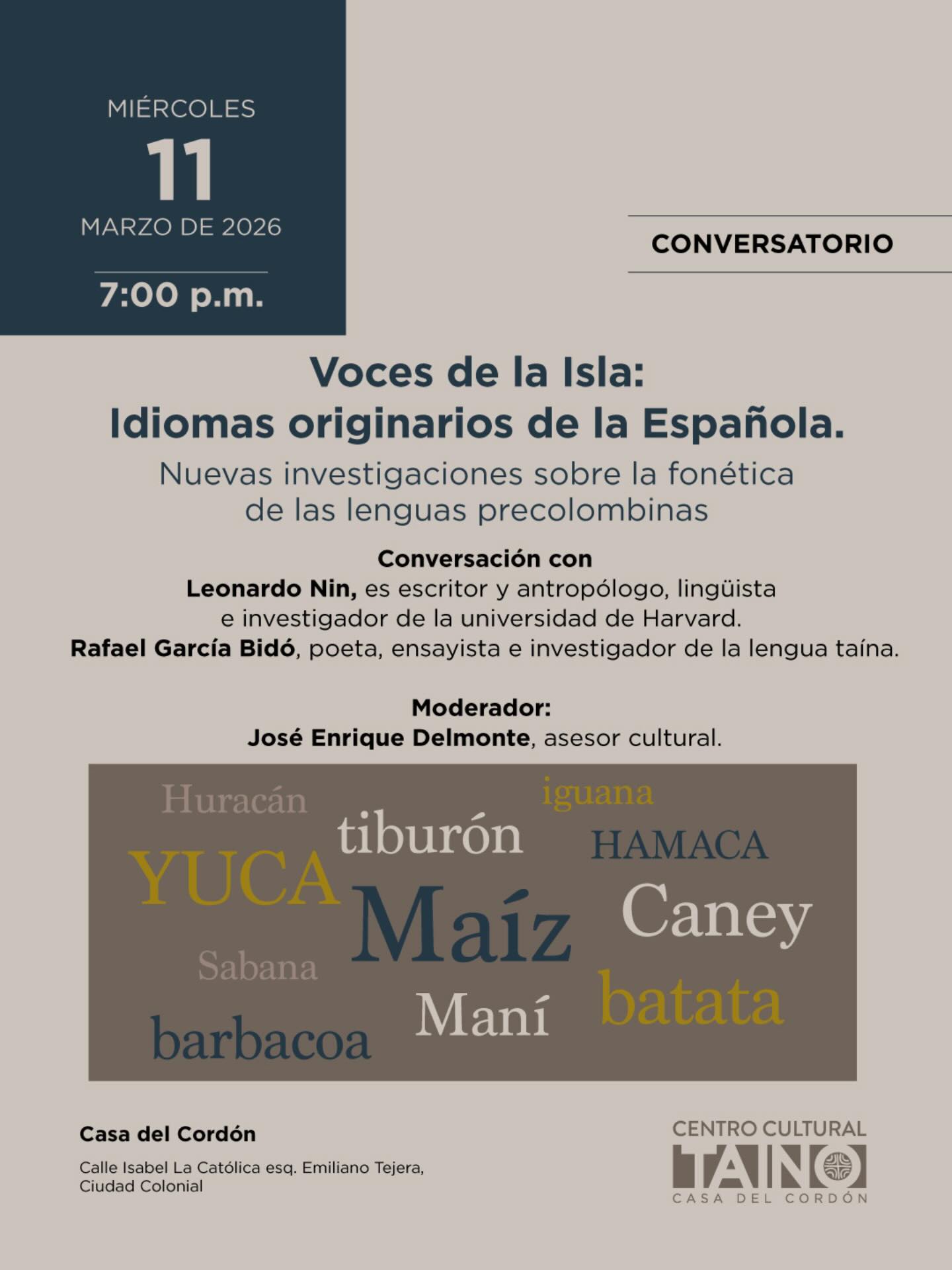 Conversatorio “Voces de la Isla: Idiomas originarios de la Española”