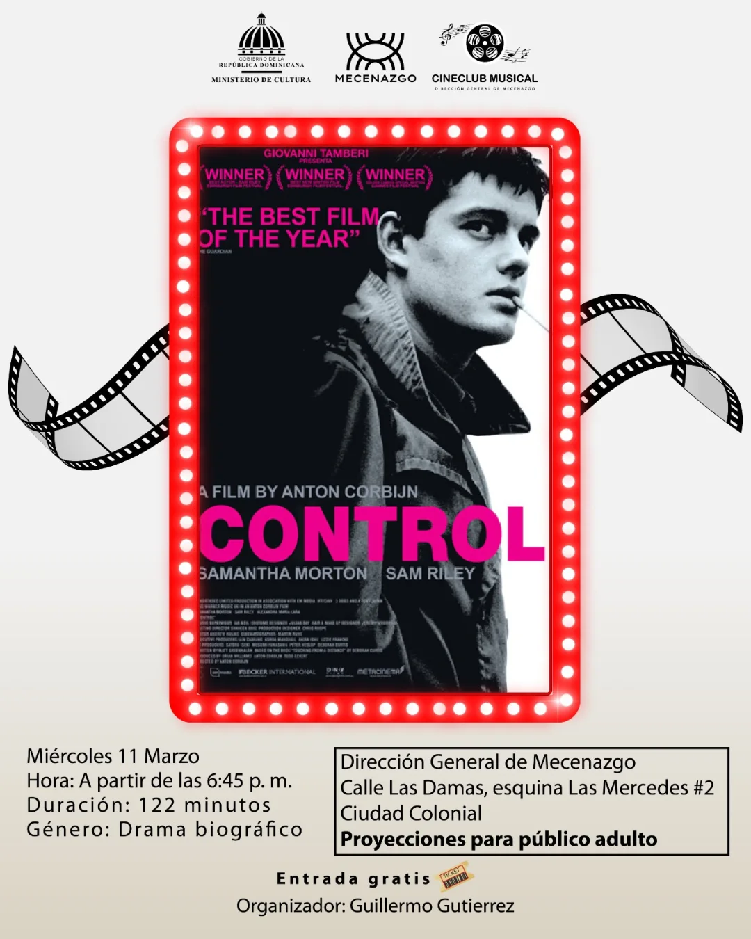 Proyección de la película “Control” – CineClub Musical